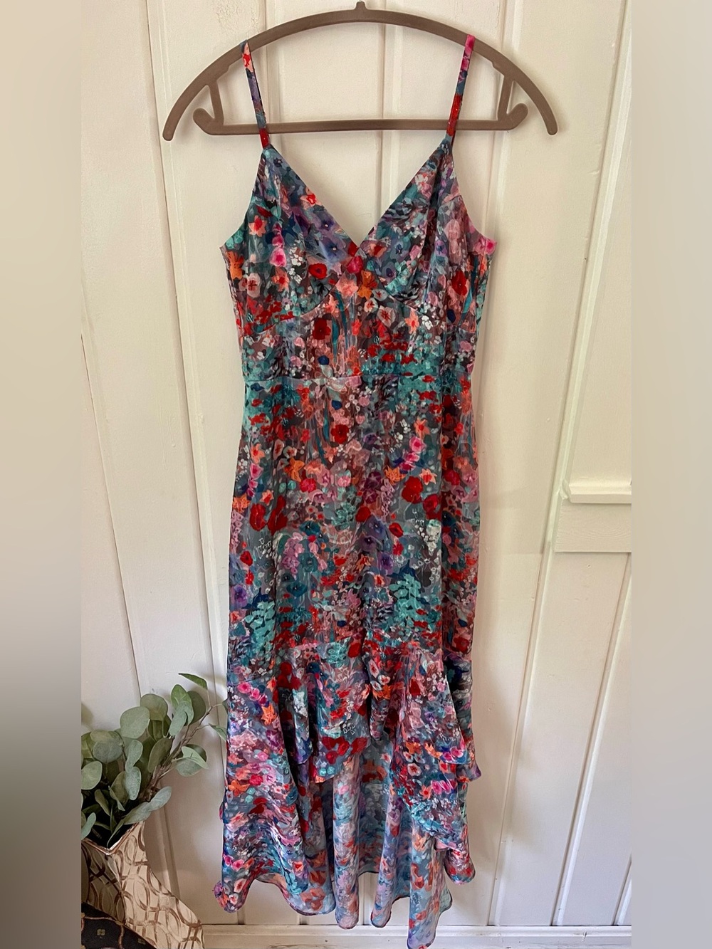 Hutch Watercolor Ruffle Hem High & Low Dress